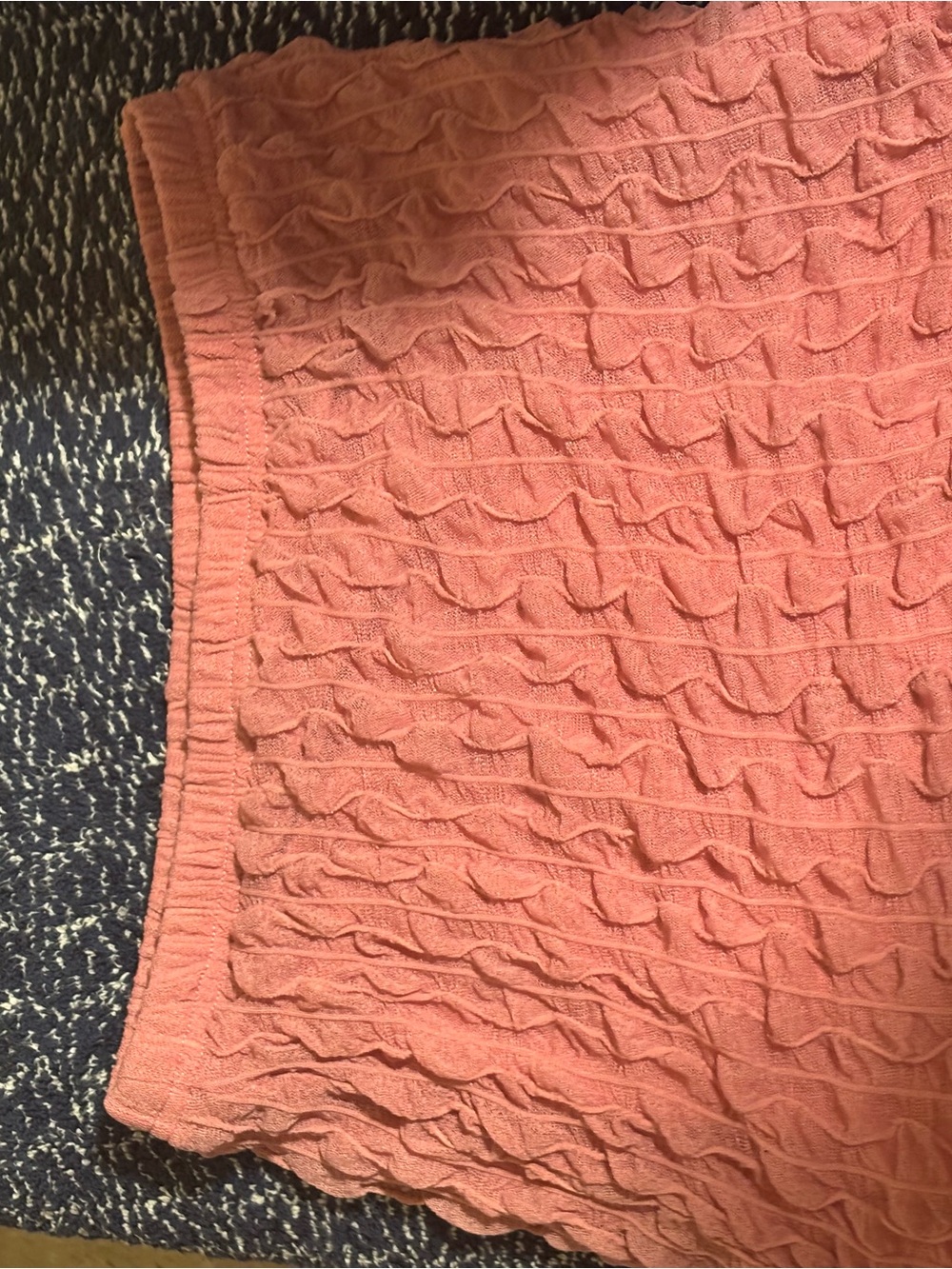 SHEIN Coral Pink Ruffle Knit Mini Skirt
